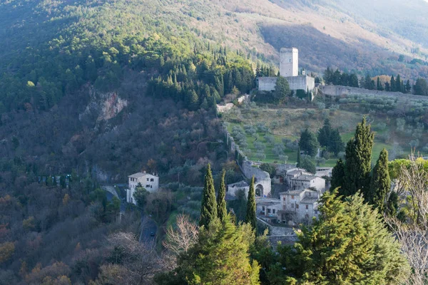 Rocca Minore Fästning Över Staden Assisi Umbrien Italien — Stockfoto
