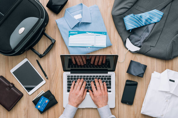 Businessman planning a business trip