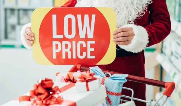 Babbo Natale in possesso di segno di sconto — Foto Stock