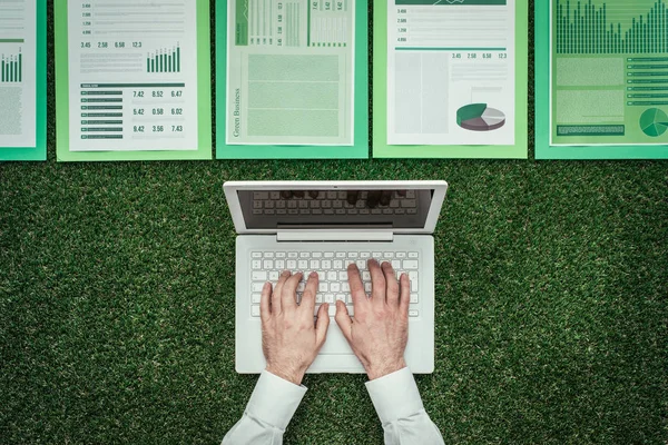 Homem de negócios usando laptop — Fotografia de Stock