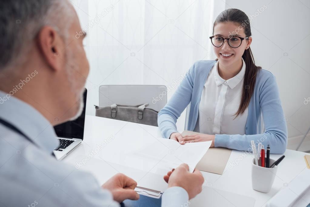 Young woman having job interview