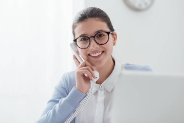 Efficient secretary answering phone calls clipart