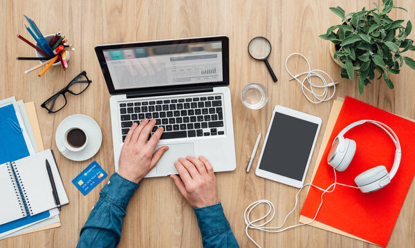 Businessman working with laptop 