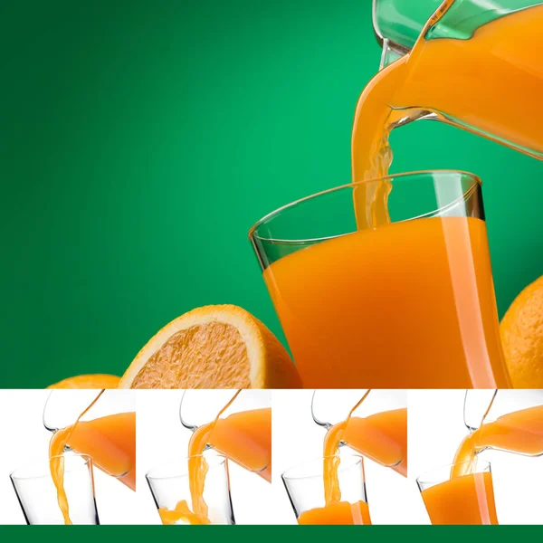 Pouring orange juice into glass — Stock Photo, Image