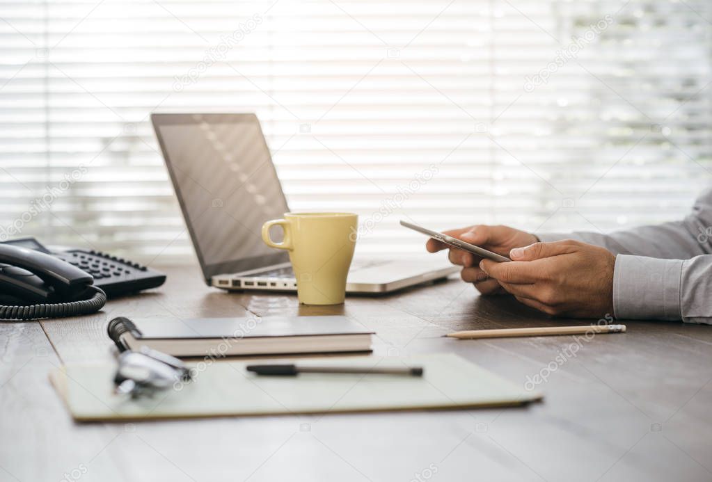 Businessman working at office desk