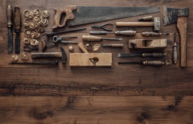 Collection of vintage woodworking tools clipart