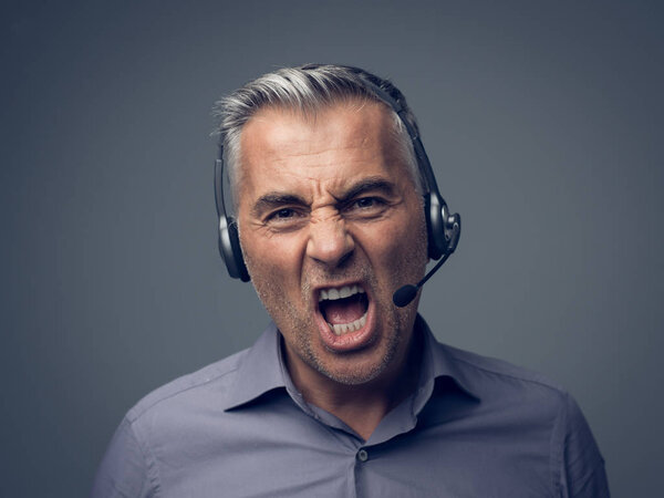 Angry customer support phone operator