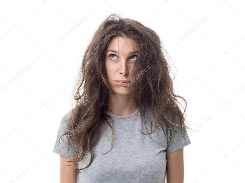 woman having bad hair day