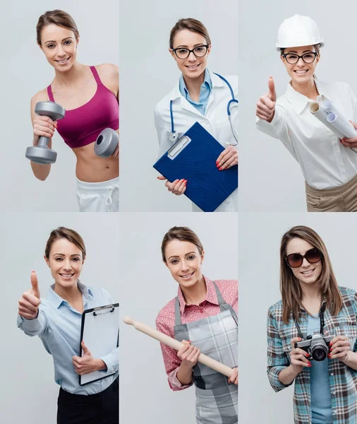 Colagem de trabalhadoras profissionais sorridentes — Fotografia de Stock