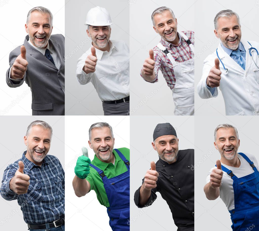 Collage of professional workers portraits