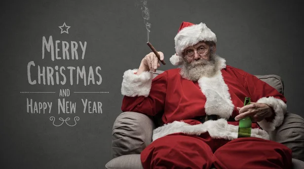 Bad Santa святкування в домашніх умовах — стокове фото