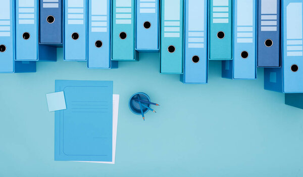 Archive binders in row