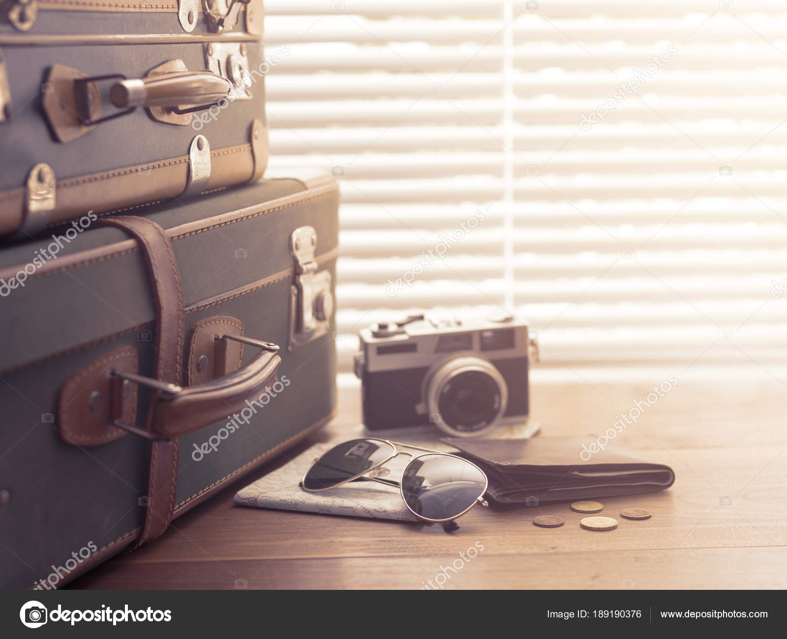 stacked vintage suitcases