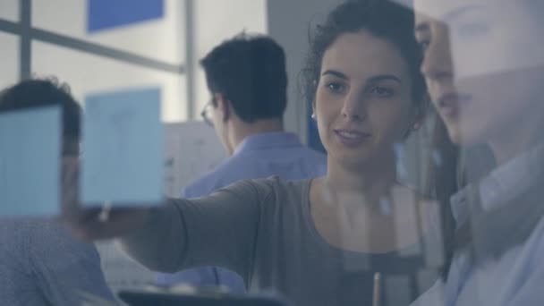 Young Business Team Meeting Office Working Together Two Women Discussing — Stock Video