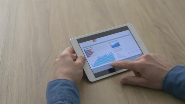 Homme utilisant une tablette numérique — Video