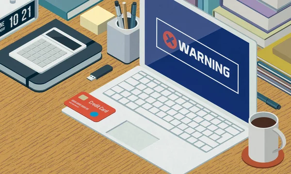 Απεικόνιση Προειδοποίηση Pop Alert Για Laptop Έγκλημα Στον Κυβερνοχώρο Και — Φωτογραφία Αρχείου