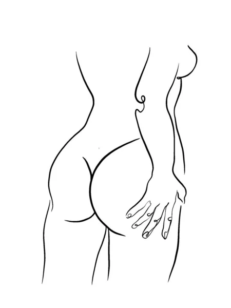 Verleidelijke Jonge Vrouw Lingerie Vrouwelijk Slank Lichaam Handgetekende Illustratie Schets — Stockfoto