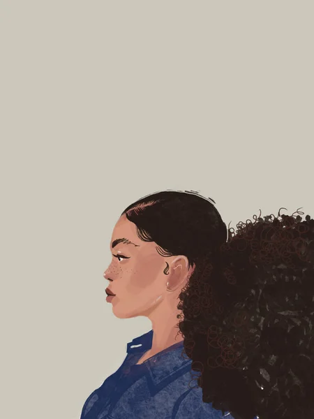 Portrait Femme Noire Aux Cheveux Bouclés Luxueux Filles Afro Américaines — Photo