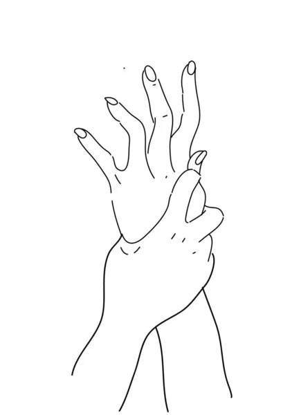 Kontinuierliche Linienzeichnung Der Zusammenhaltenden Hände — Stockfoto