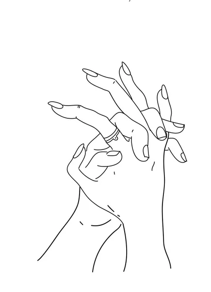 Continuous Line Drawing Hands Holding Together — Stock Photo, Image