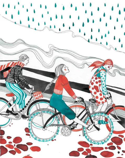 คนการ กรยานในสวนสาธารณะ ภาพประกอบส าพาโนรามา ครอบคร Tandem Bike สาวข กรยาน กรยาน ภาพสต็อก