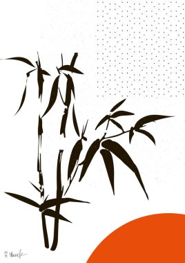 El yapımı dekoratif unsur. Çin usulü bambu. Beyaz arkaplanda izole