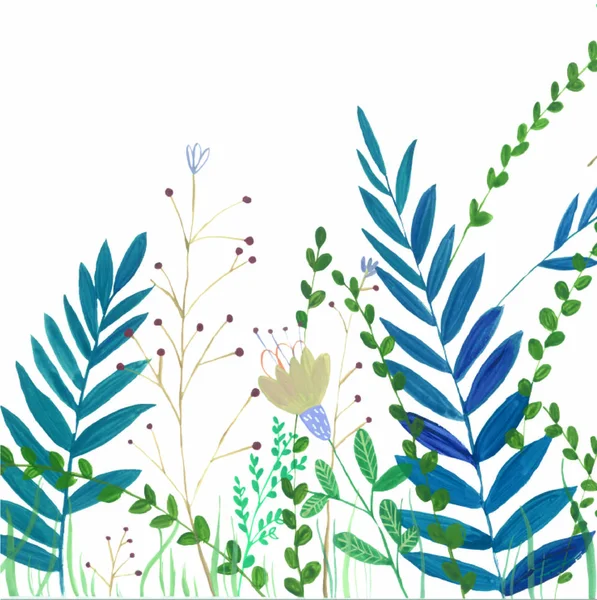 Illustration Florale Feuille Bourgeons Composition Botanique Pour Mariage Carte Vœux — Photo