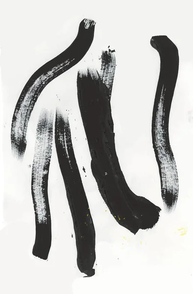 Zestaw Piękny Abstrakcyjny Czarny Akryl Sztuki Ręcznie Farby Białym Tle — Zdjęcie stockowe