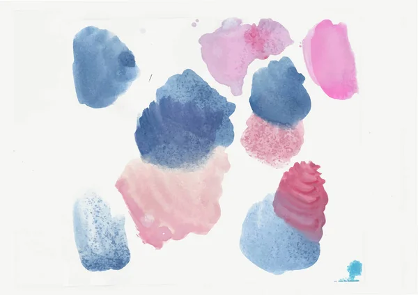 Set Mooie Abstracte Roze Blauwe Aquarel Art Hand Verf Witte — Stockfoto