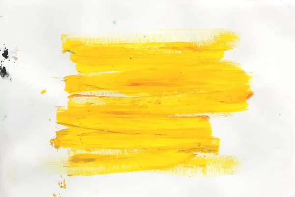 Astratto Pennello Acrilico Giallo Colpo Sfondo Bianco Colore Schizzi Sulla — Foto Stock