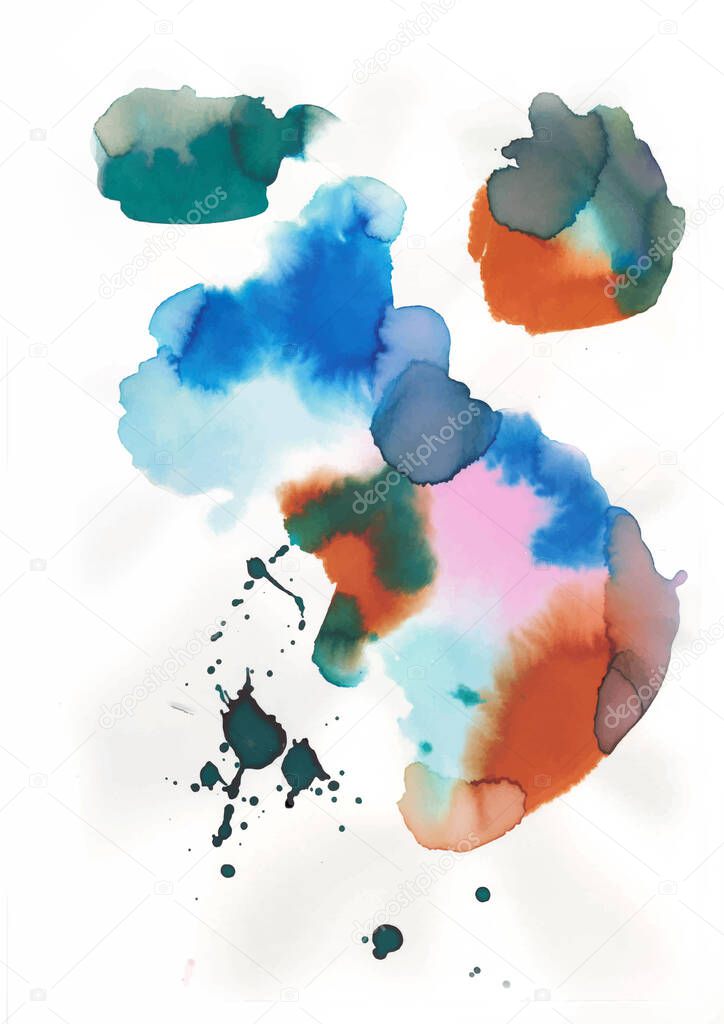set beautiful abstract watercolor art hand paint on white background,brush textures for logo.There is a place for text.Perfect stroke design for headline Illustrations.