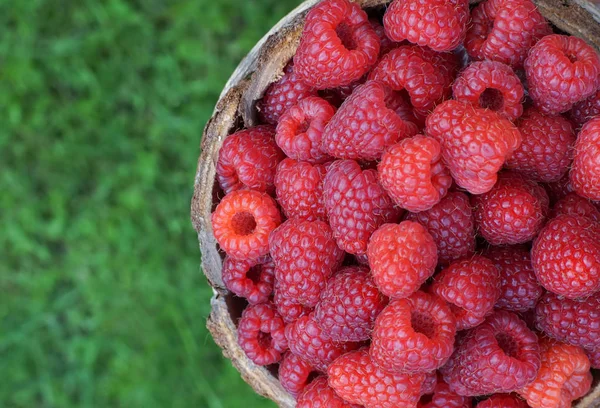 Basket of fresh sweet raspberries