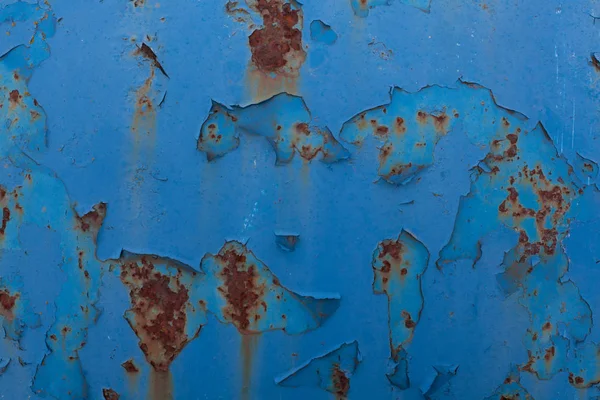 Παλαιά μπλε ραγισμένα χρώμα σε μεταλλικό φόντο — Φωτογραφία Αρχείου