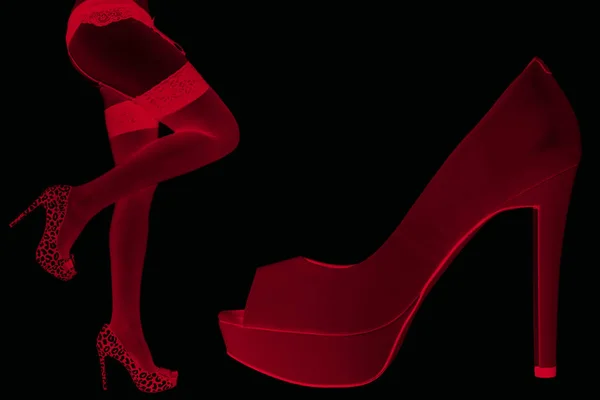 Červené boty & nohy — Stock fotografie