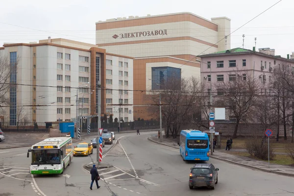 Moscow Russia March 2020 Elektrozavod Factory Building Bus Stop Elektrozavodskaya — Stock Photo, Image