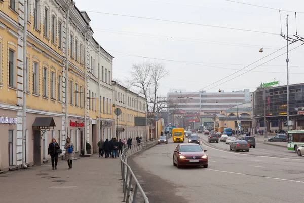 Moskva Rusko Března 2020 Budovy Automobily Lidé Bolshaya Semenovskaya Ulici — Stock fotografie