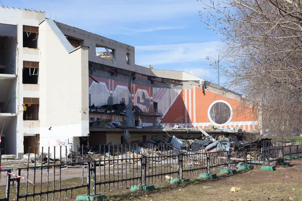 Moskou Rusland Maart 2020 Verbrand Zwembad Gebouw Belozerskaya Straat Bibirevo — Stockfoto