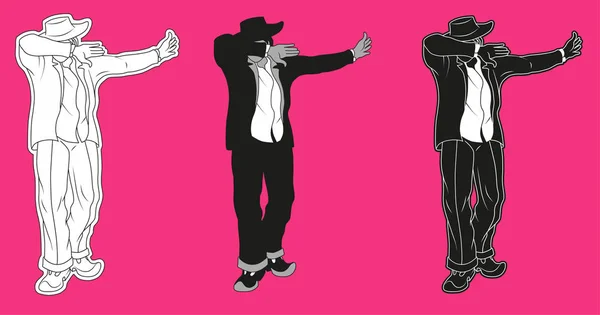 Dab Dabbing Gesto Signo Danza Bailando Hombre Hace Movimiento — Vector de stock