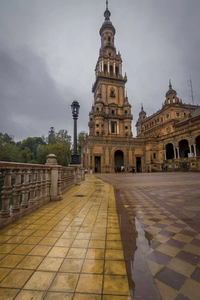 Plaza De Espana, Σεβίλλη, βροχερή μέρα — Φωτογραφία Αρχείου