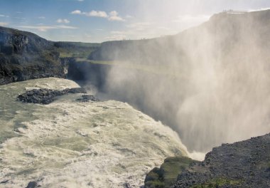 Güçlü Gullfoss şelale, İzlanda