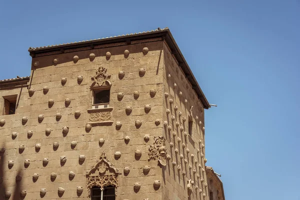 Fachada de la Casa de las Conchas en Salamanca, España. imagen exterior tomada desde el suelo público —  Fotos de Stock