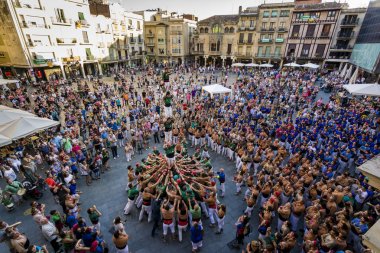 Reus, İspanya - 17 Haziran 2017: Castells performans,