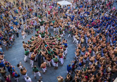 Reus, İspanya - 17 Haziran 2017: Castells performans,
