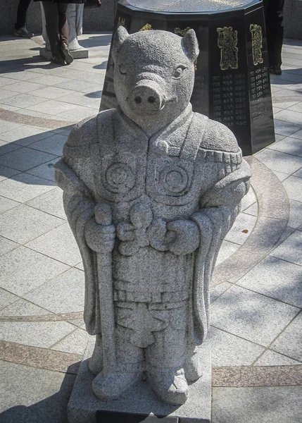 Čínský zvěrokruh, kamenná socha prase na Soul — Stock fotografie