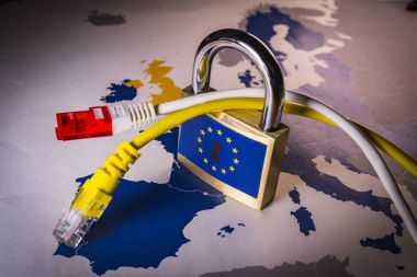 AB harita üzerinde Gdpr metafor asma kilit