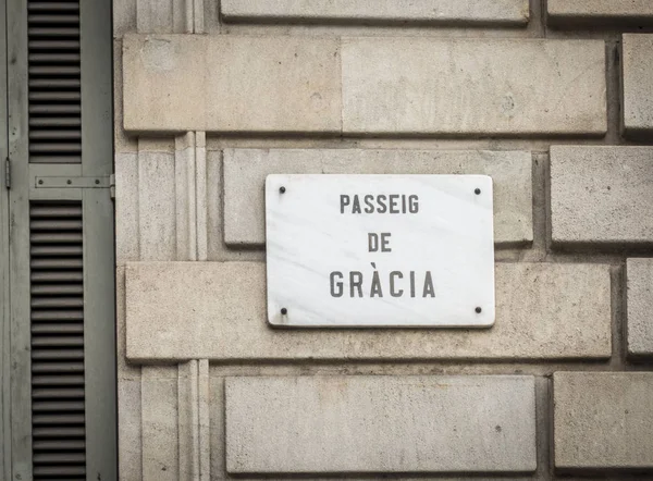 Passeig de Gracia street sign in Barcelona, Spain — Stock Photo, Image