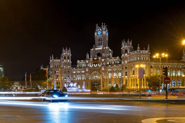 Pistas de semáforos en Plaza Cibeles, Madrid. España . — Foto de Stock