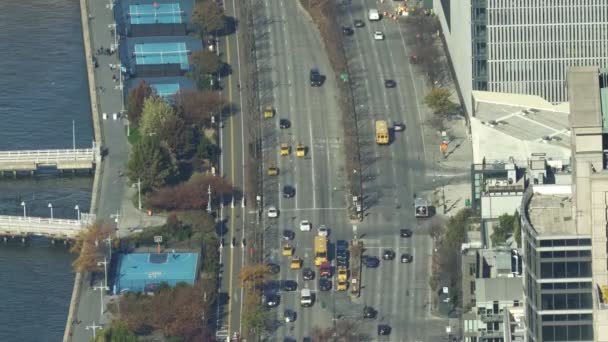 Вид с воздуха на Вест-Сайдское шоссе в Нью-Йорке — стоковое видео