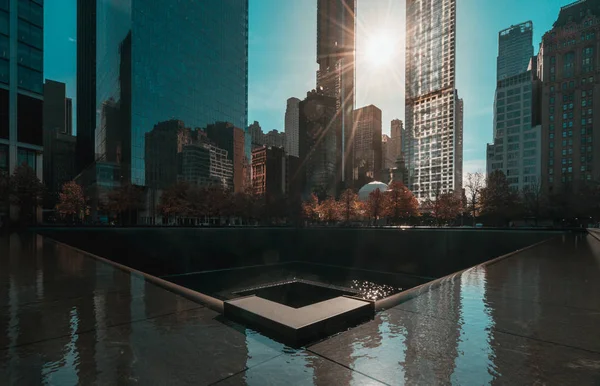 Memorial NYC 9 11 en la Zona Cero del World Trade Center — Foto de Stock
