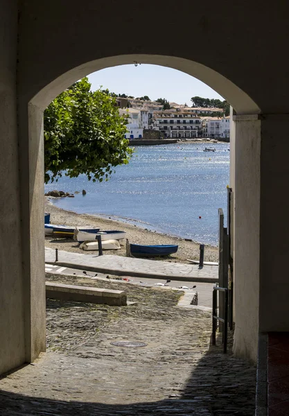 Scene of Cadaqu s through the gate, Mediterranean village